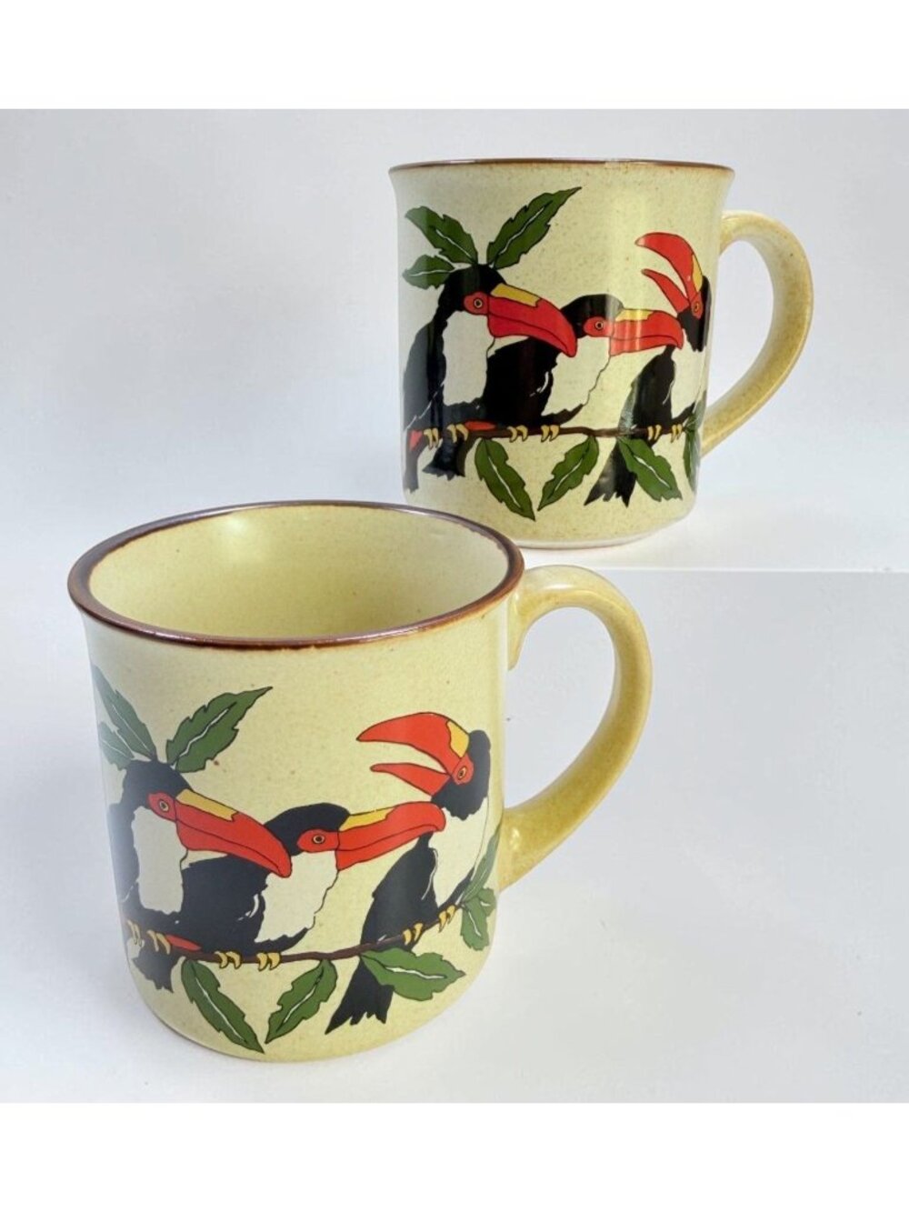 Vintage Toucan Tropical Bird Scene Coffee Cup Mug Set Wildlife Nature